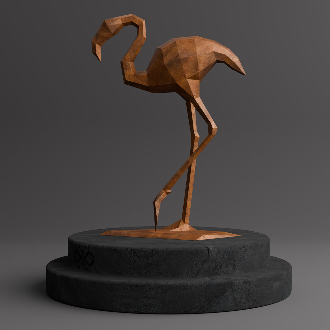 Sculpture Contemporaine Flamant Rose en Corten - Sculpture Origami