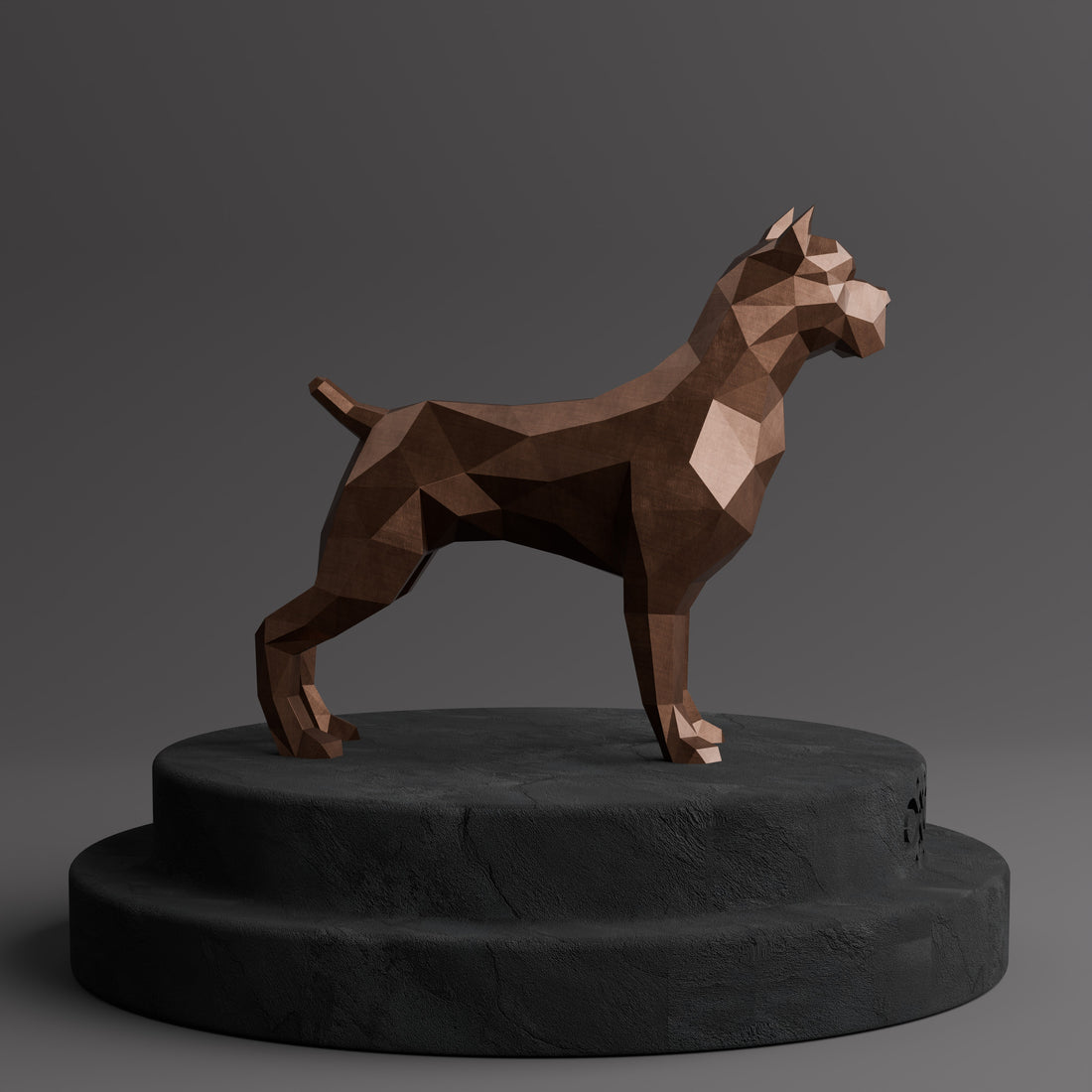 Sculpture Pitbull Polygone - Sculpture Origami