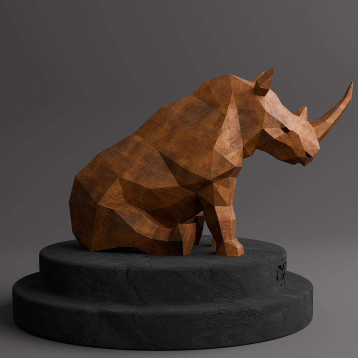 Sculpture Rhinocéros Contemporaine - Sculpture Origami