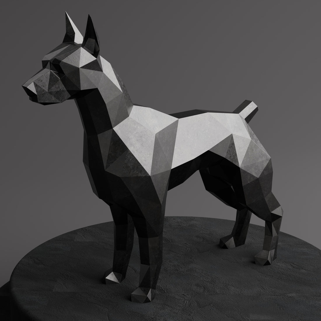 Statue Doberman Polygone - Sculpture Origami