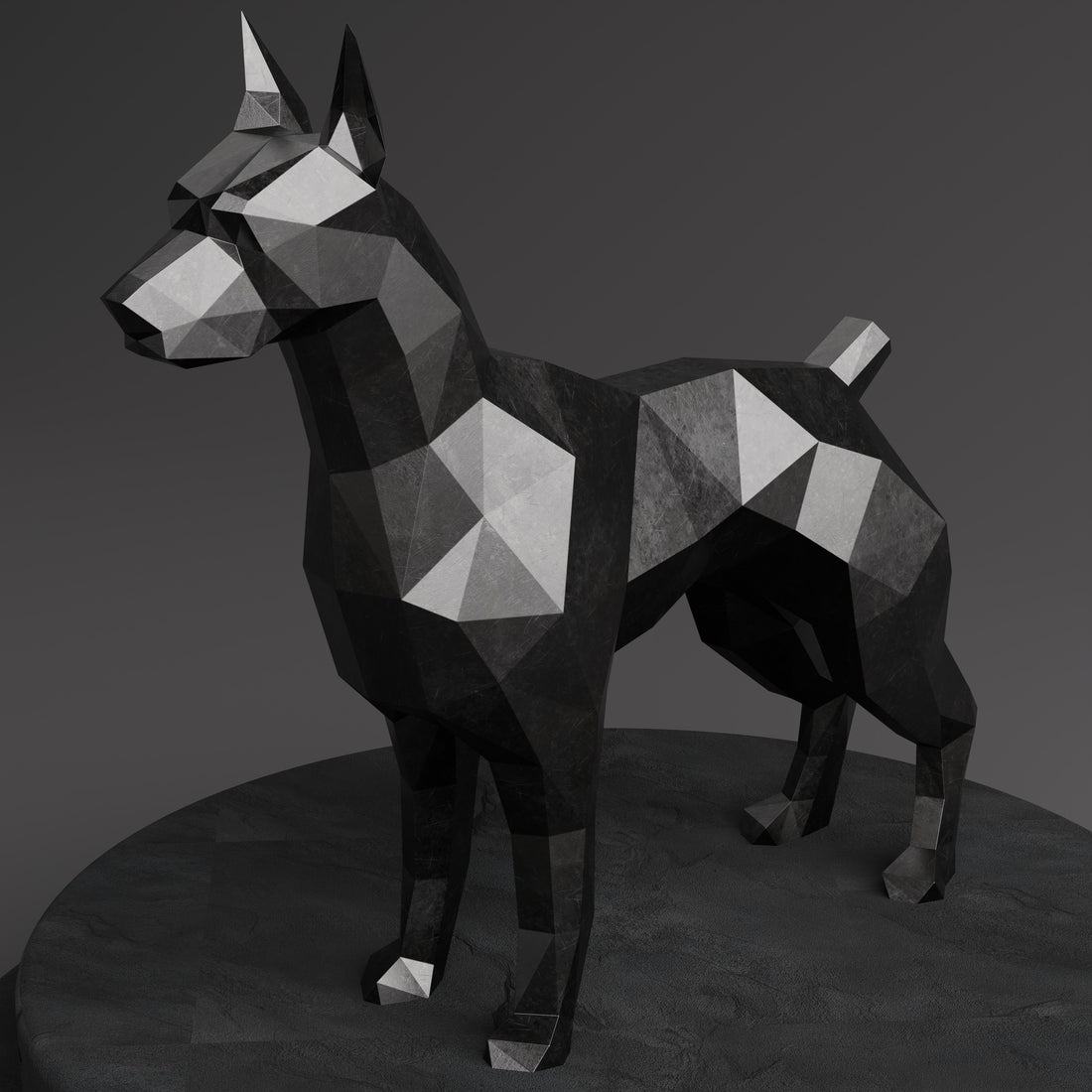 Statue Doberman Polygone - Sculpture Origami