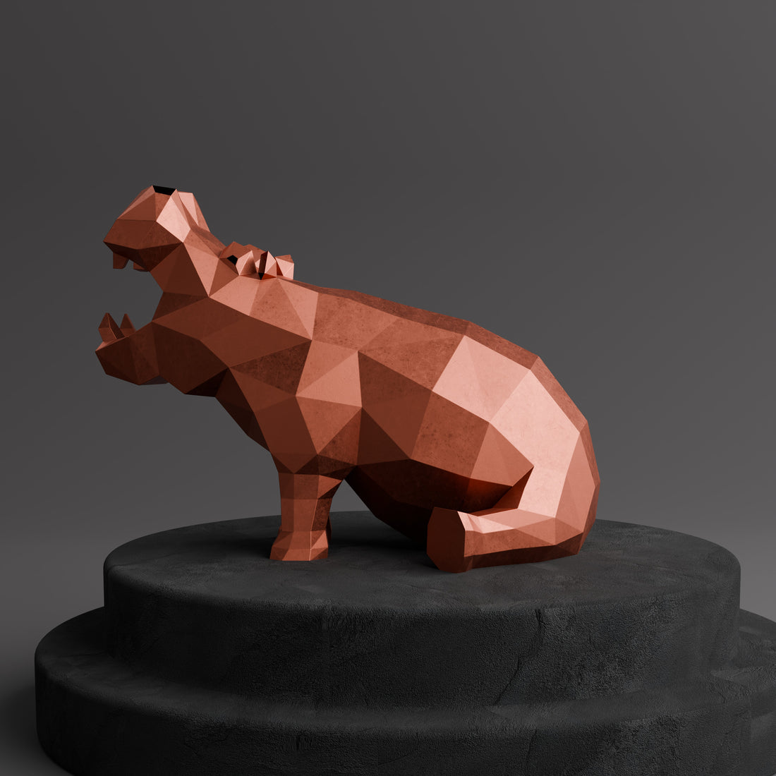 Sculpture d’Hippo Géométrique - Sculpture Origami