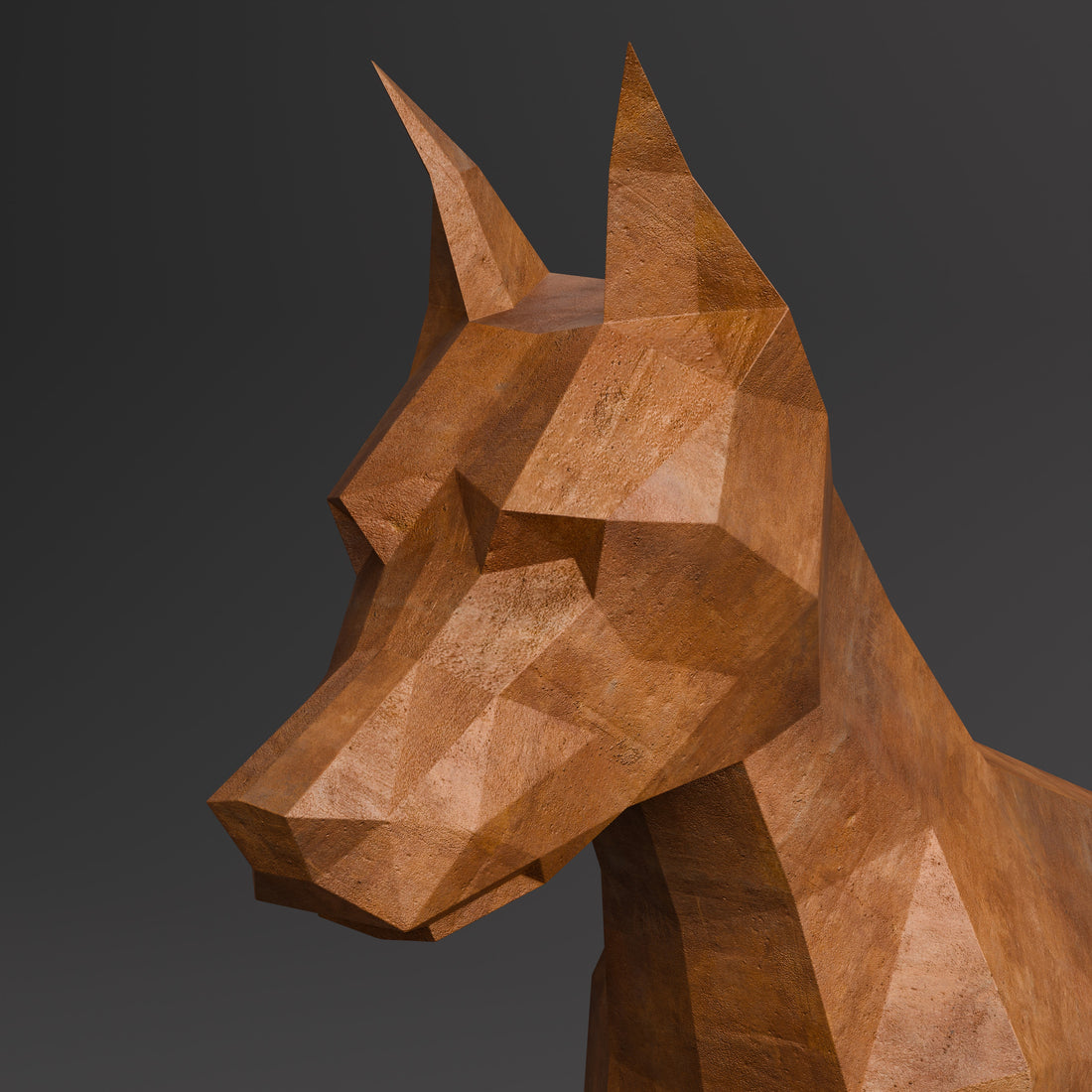 Sculpture Doberman Polygone - Sculpture Origami