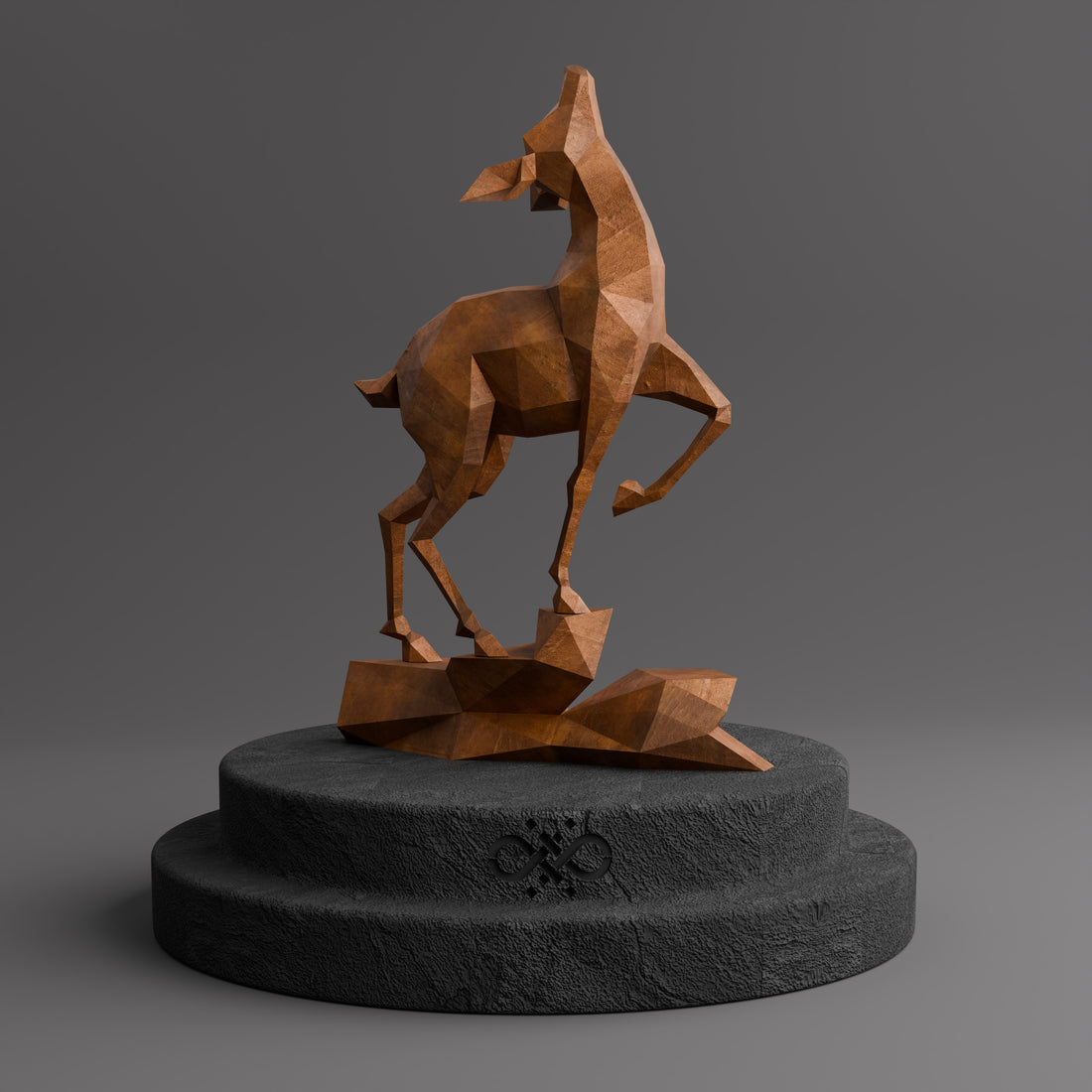 Sculpture Gazelle Polygone Contemporaine - Sculpture Origami