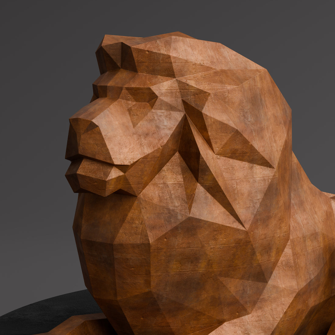 Sculpture Lion Couché en Corten - Sculpture Origami