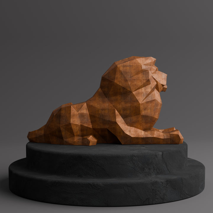 Sculpture Lion Couché en Corten - Sculpture Origami