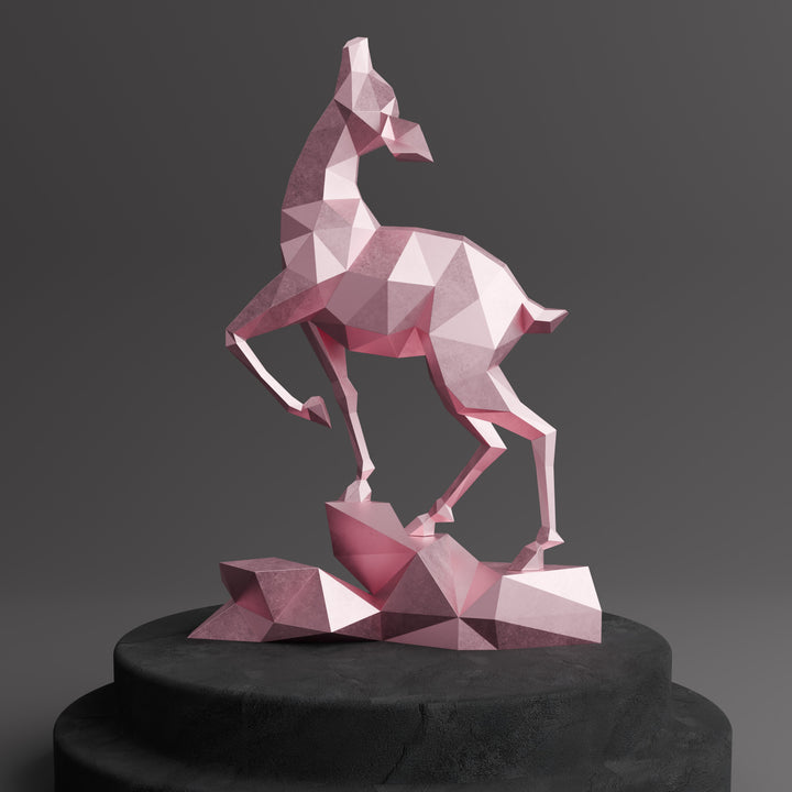 Sculpture Gazelle Polygone Contemporaine - Sculpture Origami