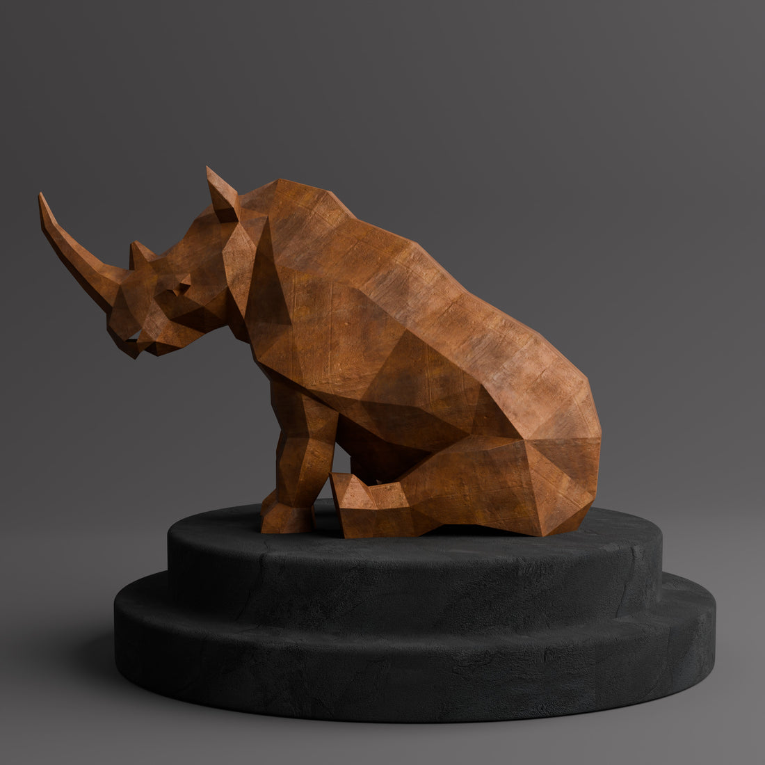 Sculpture Rhinocéros Contemporaine - Sculpture Origami