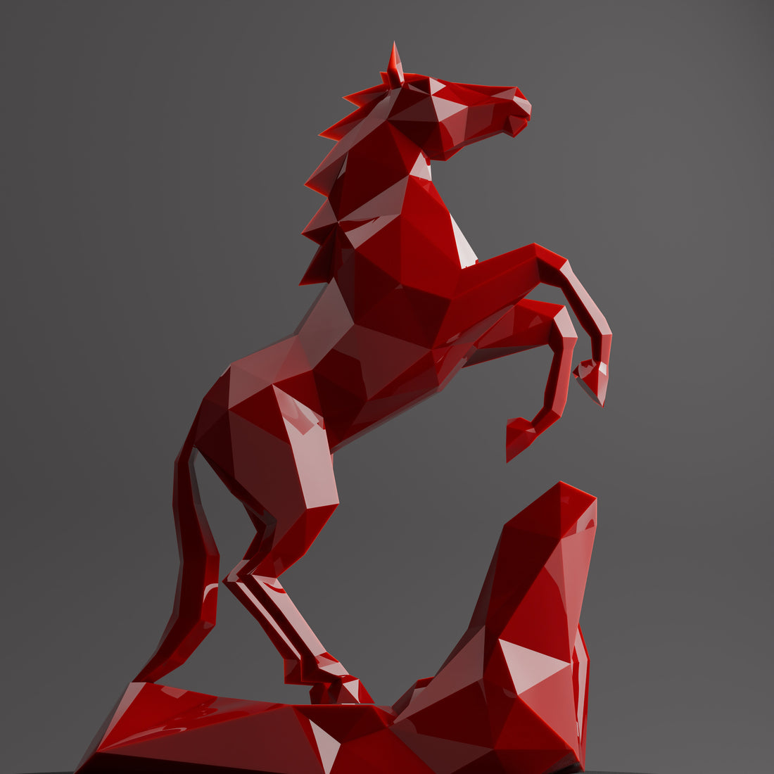 Sculpture Cheval Style Origami Polygone - Sculpture Origami