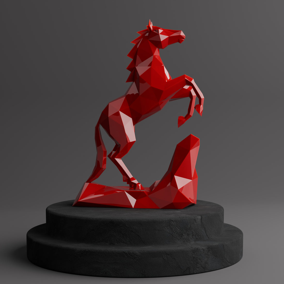 Sculpture Cheval Style Origami Polygone - Sculpture Origami