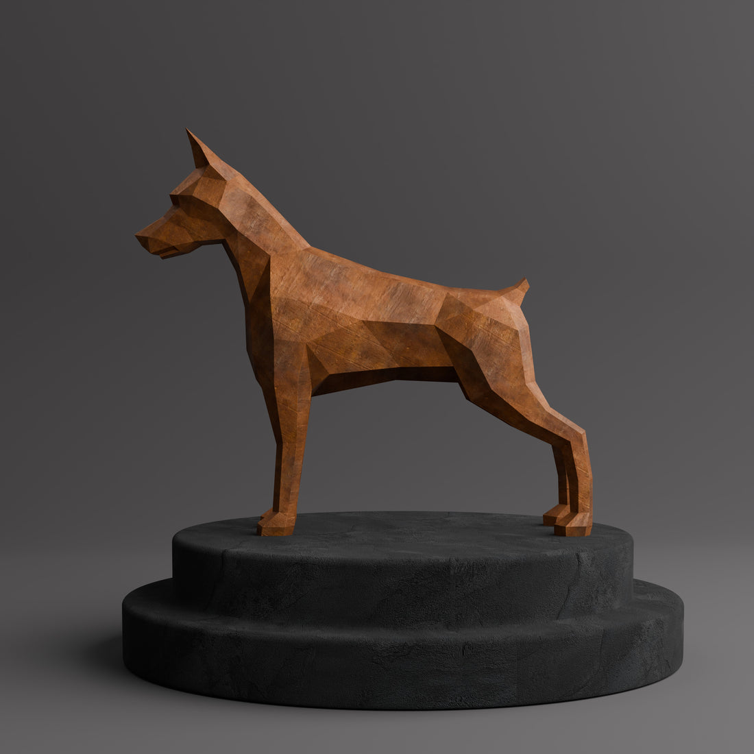 Sculpture Doberman Polygone - Sculpture Origami