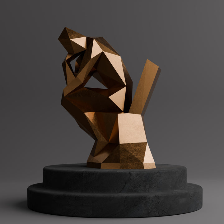 Sculpture Abstrait "Le Penseur" Polygone - Sculpture Origami