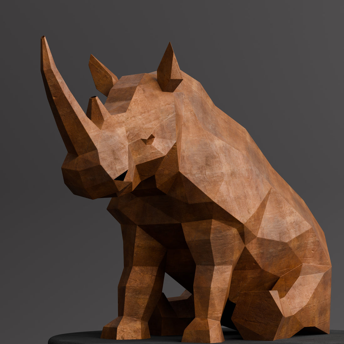 Sculpture Rhinocéros Contemporaine - Sculpture Origami