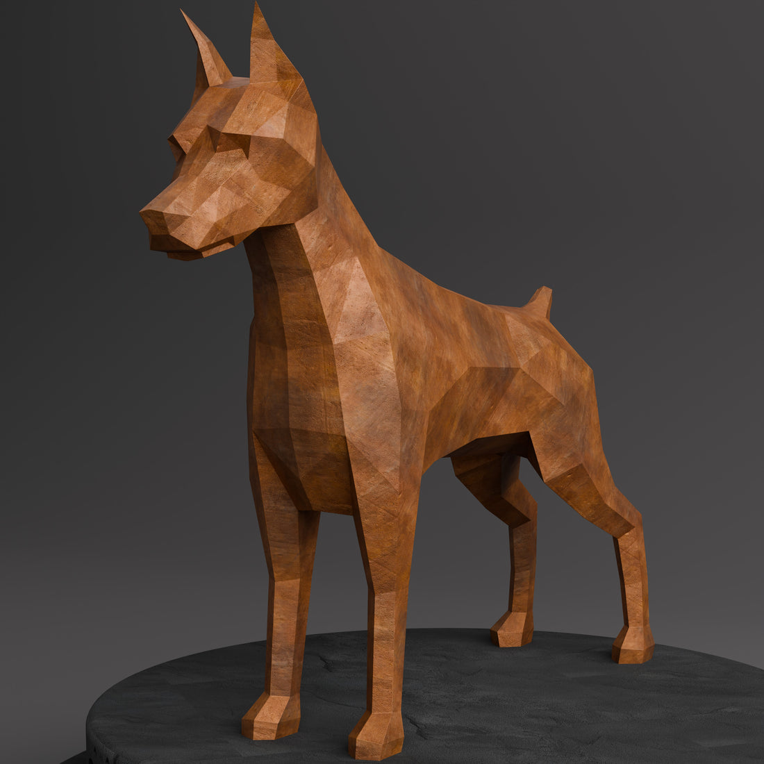 Sculpture Doberman Polygone - Sculpture Origami